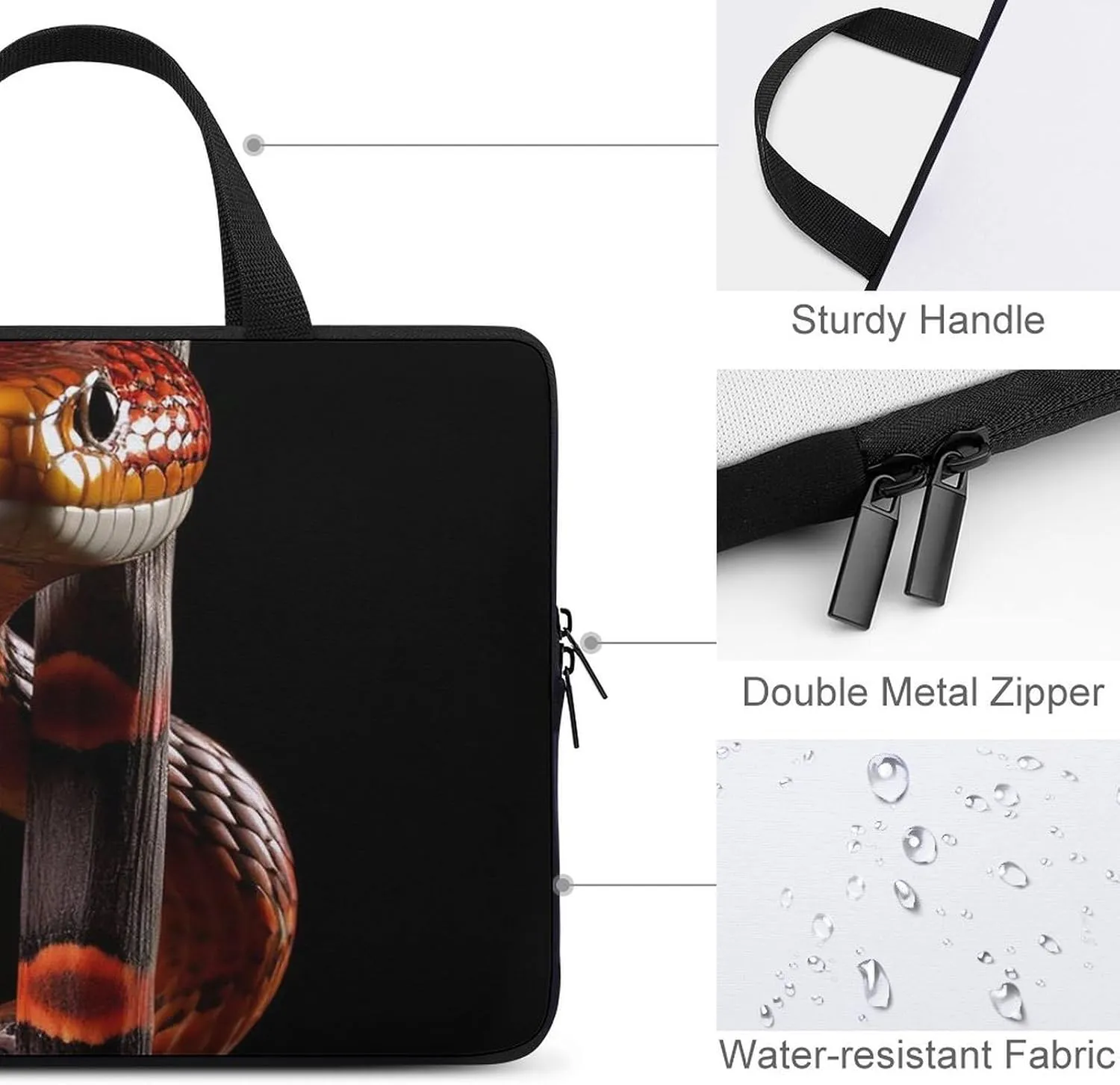 Laptop Sleeve with Handle A Orange Snake Laptop Sleeve Bag Ultra-Thin Computer Bag Cover for 12-17 Inch