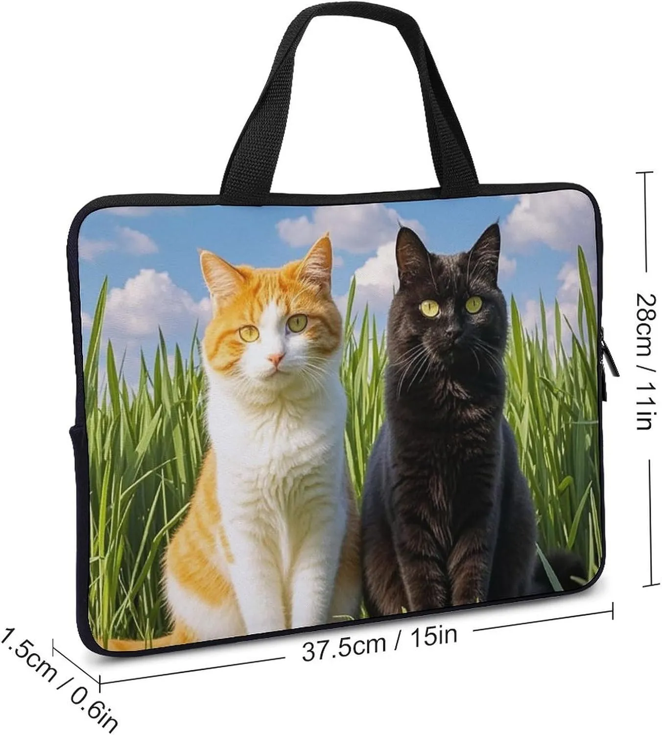 Laptop Sleeve with Handle Cat on The Grass Laptop Sleeve Bag Ultra-Thin Computer Bag Cover for 12-17 Inch