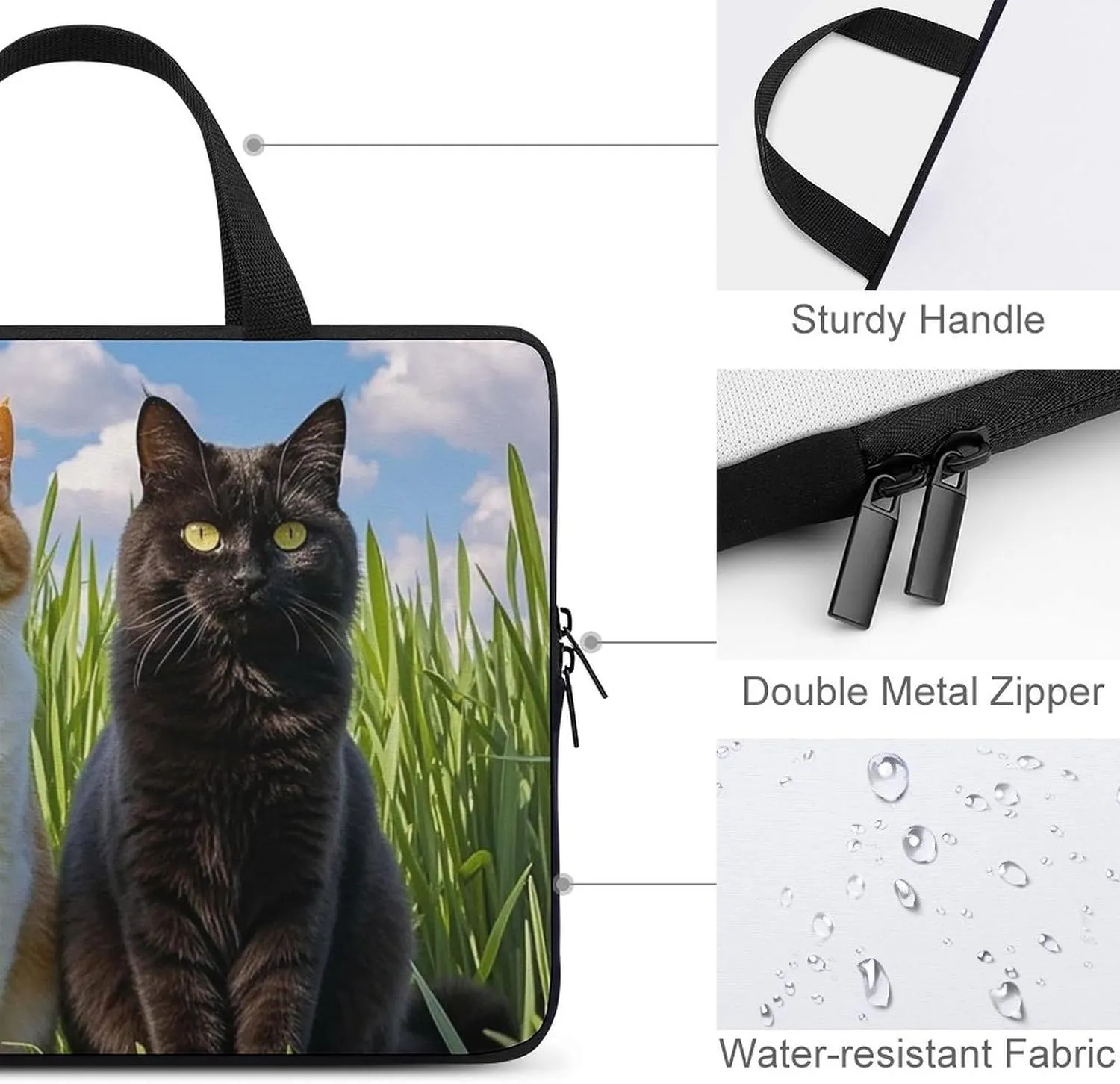 Laptop Sleeve with Handle Cat on The Grass Laptop Sleeve Bag Ultra-Thin Computer Bag Cover for 12-17 Inch