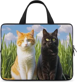 Laptop Sleeve with Handle Cat on The Grass Laptop Sleeve Bag Ultra-Thin Computer Bag Cover for 12-17 Inch