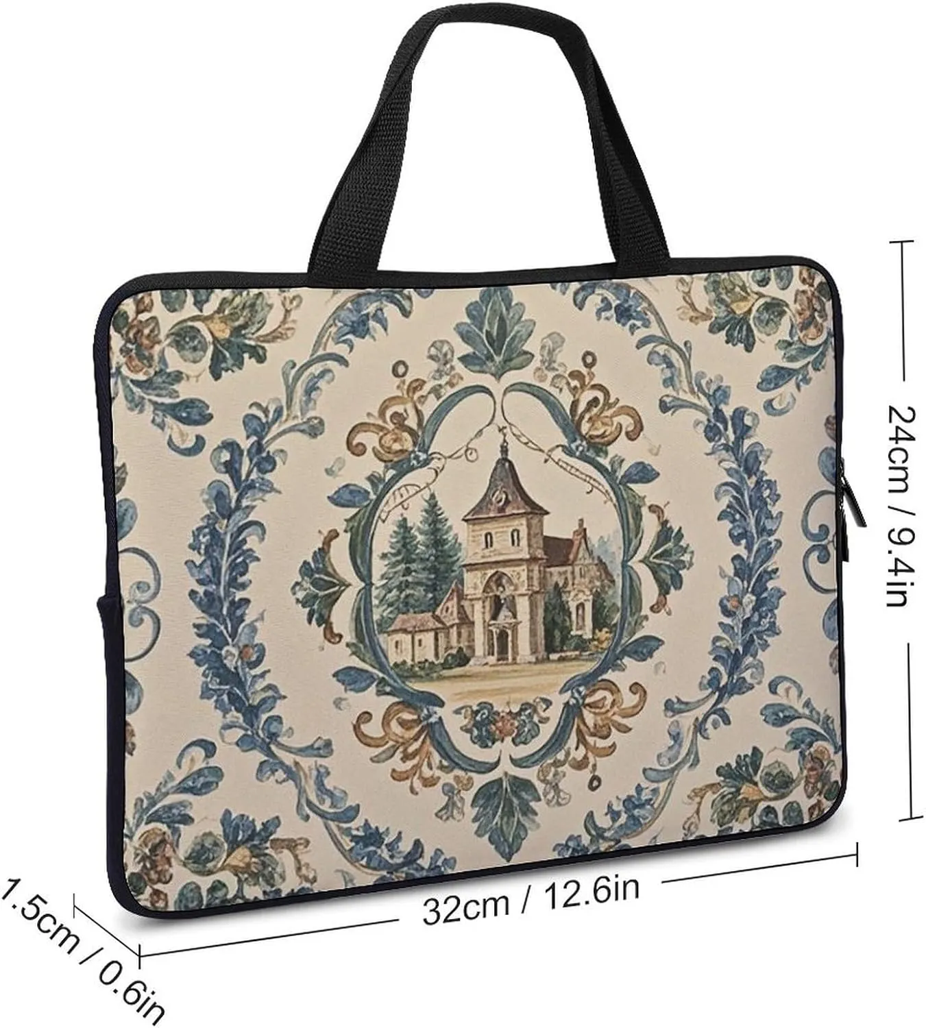 Laptop Sleeve with Handle French Country Style Laptop Sleeve Bag Ultra-Thin Computer Bag Cover for 12-17 Inch