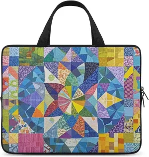 Laptop Sleeve with Handle Patchwork Pattern Laptop Sleeve Bag Ultra-Thin Computer Bag Cover for 12-17 Inch