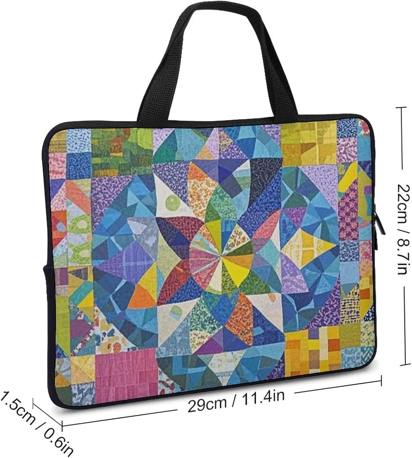 Laptop Sleeve with Handle Patchwork Pattern Laptop Sleeve Bag Ultra-Thin Computer Bag Cover for 12-17 Inch