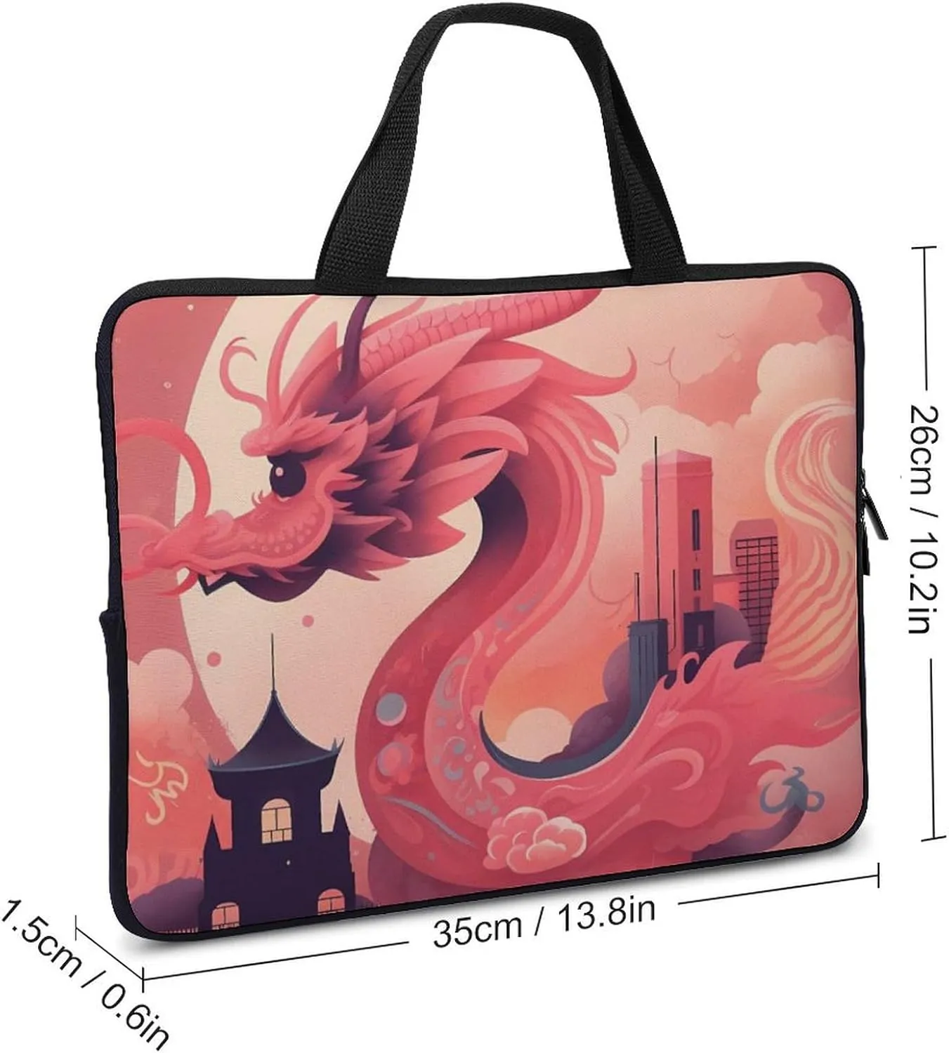 Laptop Sleeve with Handle Red Chinese Dragon Laptop Sleeve Bag Ultra-Thin Computer Bag Cover for 12-17 Inch