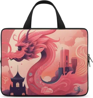 Laptop Sleeve with Handle Red Chinese Dragon Laptop Sleeve Bag Ultra-Thin Computer Bag Cover for 12-17 Inch