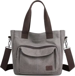 Large Capacity Ladies Bags New Canvas Handbag Simple Shoulder Messenger Bag Shoulder Sling Bag (Grey, One Size)