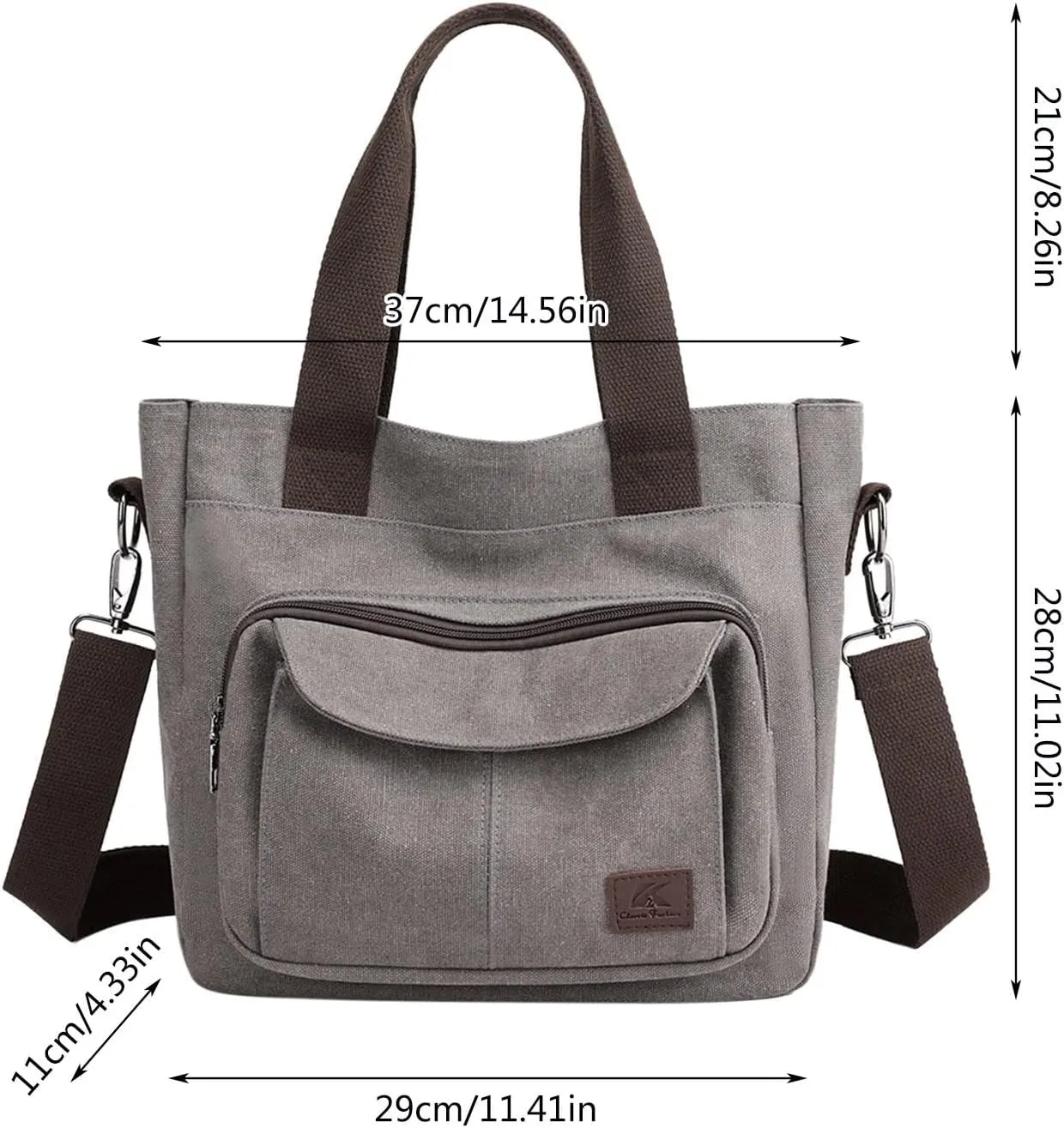 Large Capacity Ladies Bags New Canvas Handbag Simple Shoulder Messenger Bag Shoulder Sling Bag (Grey, One Size)