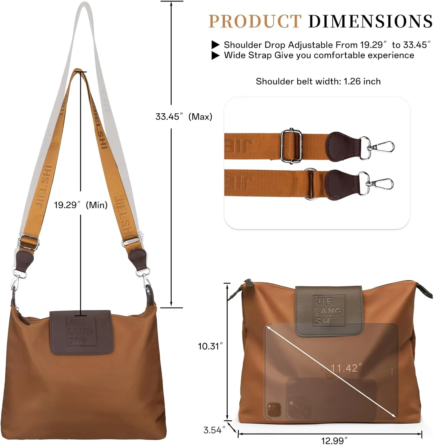 Large Crossbody Bag for Women Fabric Nylon Casual Commuter Bag Trendy Fashion Hobo Shoulder Bag Ladies Travel Handbag