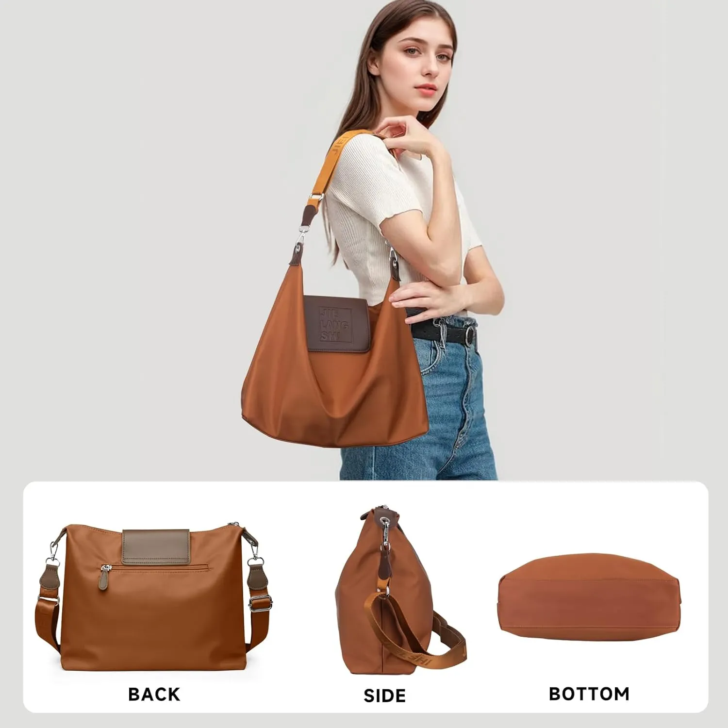 Large Crossbody Bag for Women Fabric Nylon Casual Commuter Bag Trendy Fashion Hobo Shoulder Bag Ladies Travel Handbag