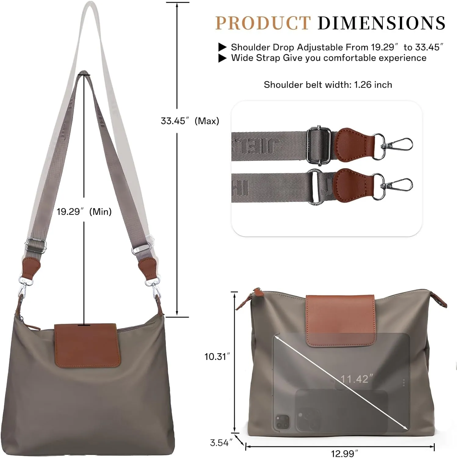 Large Crossbody Bag for Women Fabric Nylon Casual Commuter Bag Trendy Fashion Hobo Shoulder Bag Ladies Travel Handbag