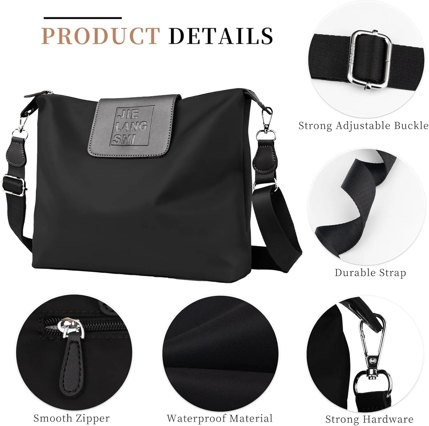 Large Crossbody Bag for Women Fabric Nylon Casual Commuter Bag Trendy Fashion Hobo Shoulder Bag Ladies Travel Handbag