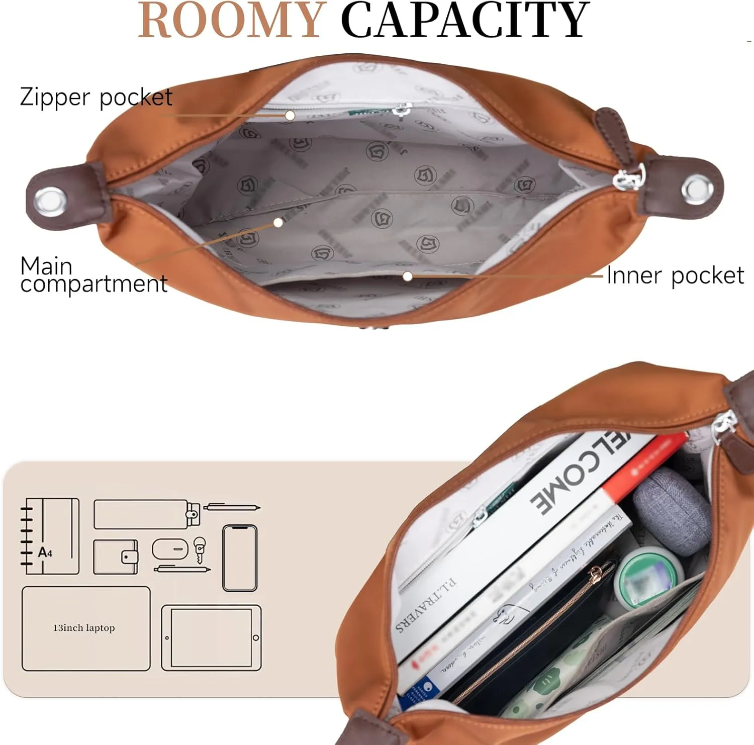 Large Crossbody Bag for Women Fabric Nylon Casual Commuter Bag Trendy Fashion Hobo Shoulder Bag Ladies Travel Handbag
