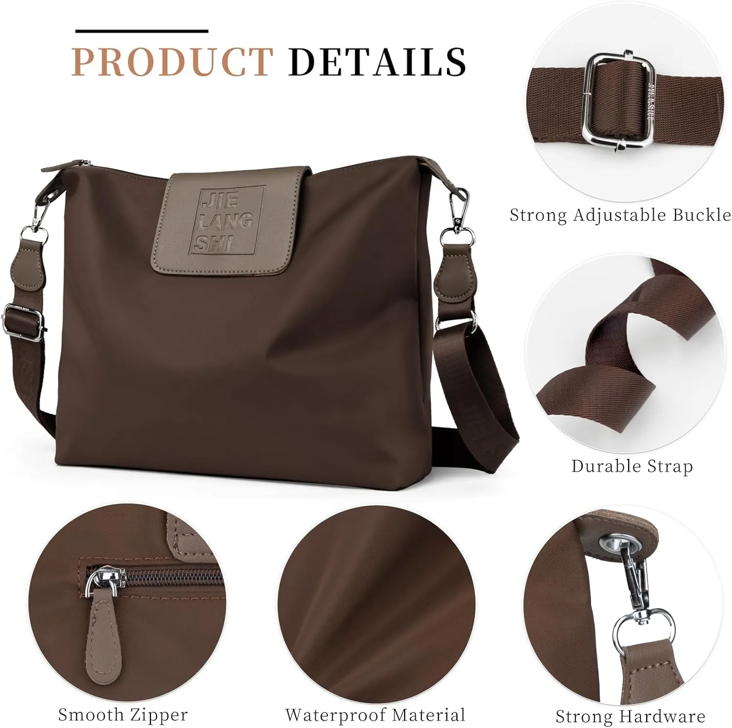 Large Crossbody Bag for Women Fabric Nylon Casual Commuter Bag Trendy Fashion Hobo Shoulder Bag Ladies Travel Handbag