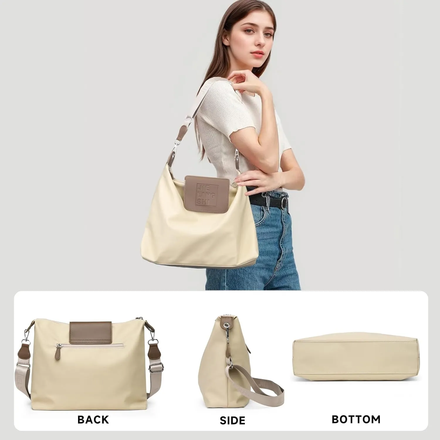 Large Crossbody Bag for Women Fabric Nylon Casual Commuter Bag Trendy Fashion Hobo Shoulder Bag Ladies Travel Handbag