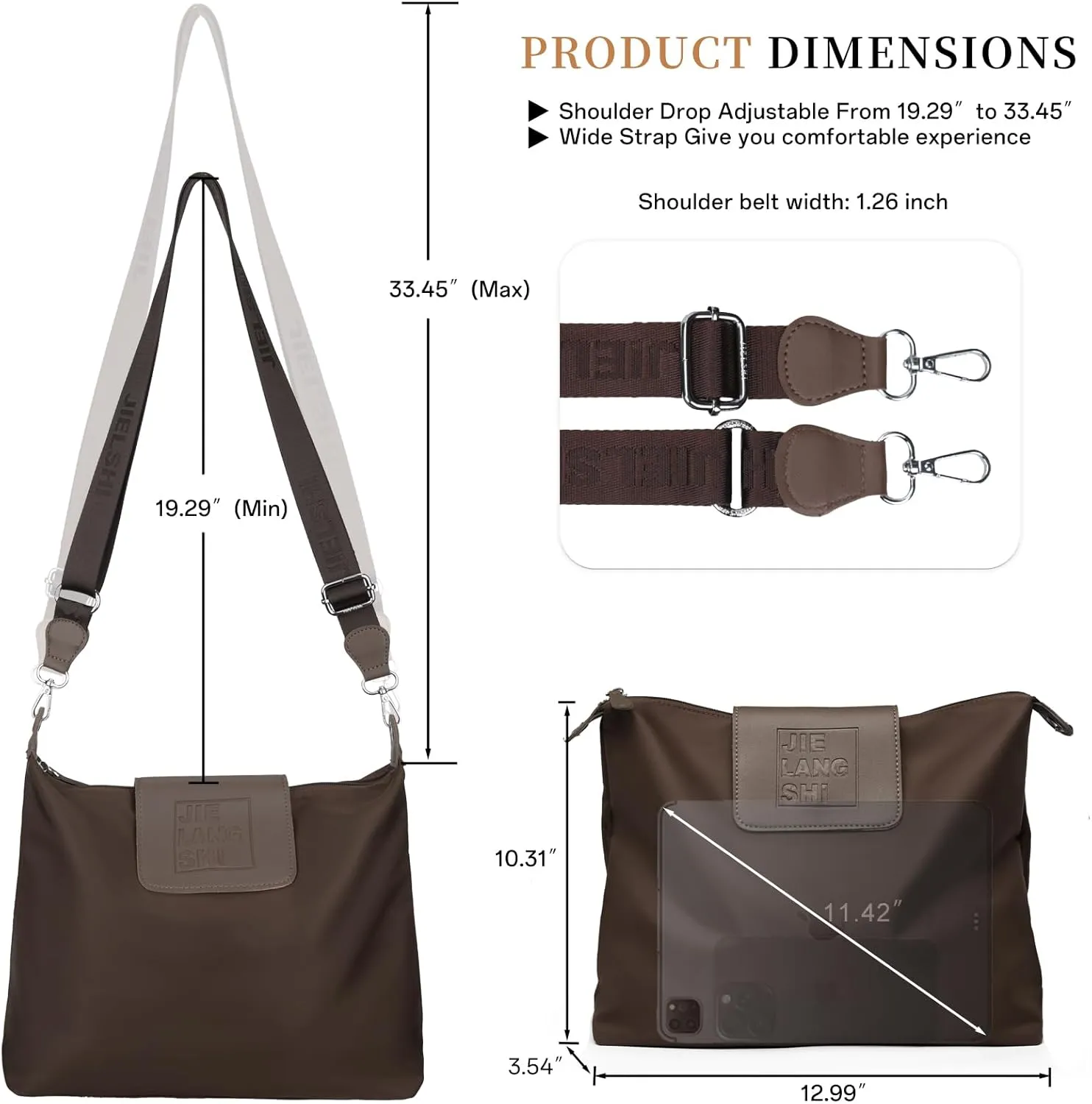 Large Crossbody Bag for Women Fabric Nylon Casual Commuter Bag Trendy Fashion Hobo Shoulder Bag Ladies Travel Handbag
