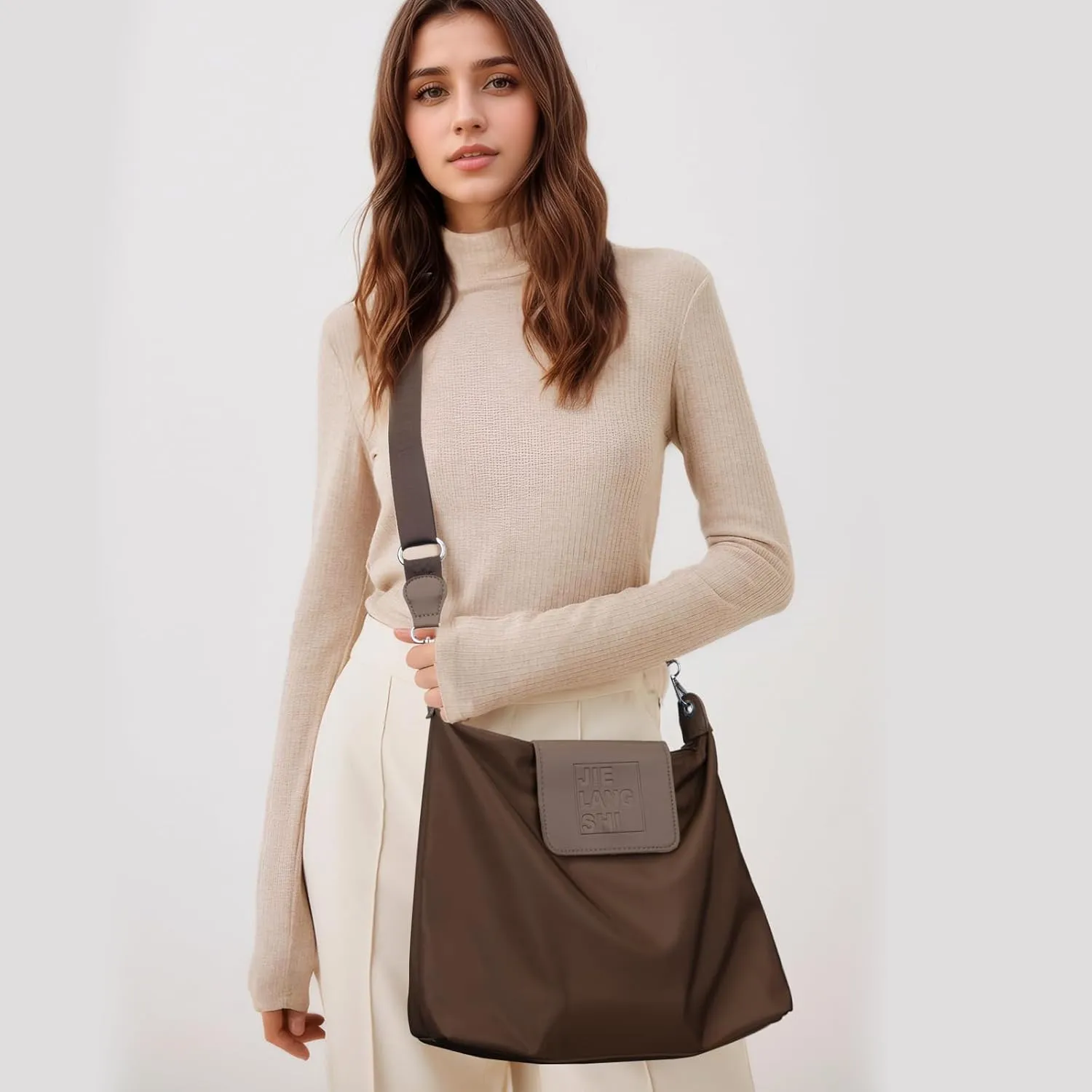 Large Crossbody Bag for Women Fabric Nylon Casual Commuter Bag Trendy Fashion Hobo Shoulder Bag Ladies Travel Handbag