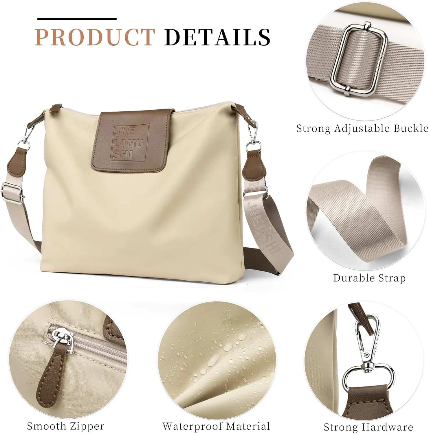 Large Crossbody Bag for Women Fabric Nylon Casual Commuter Bag Trendy Fashion Hobo Shoulder Bag Ladies Travel Handbag