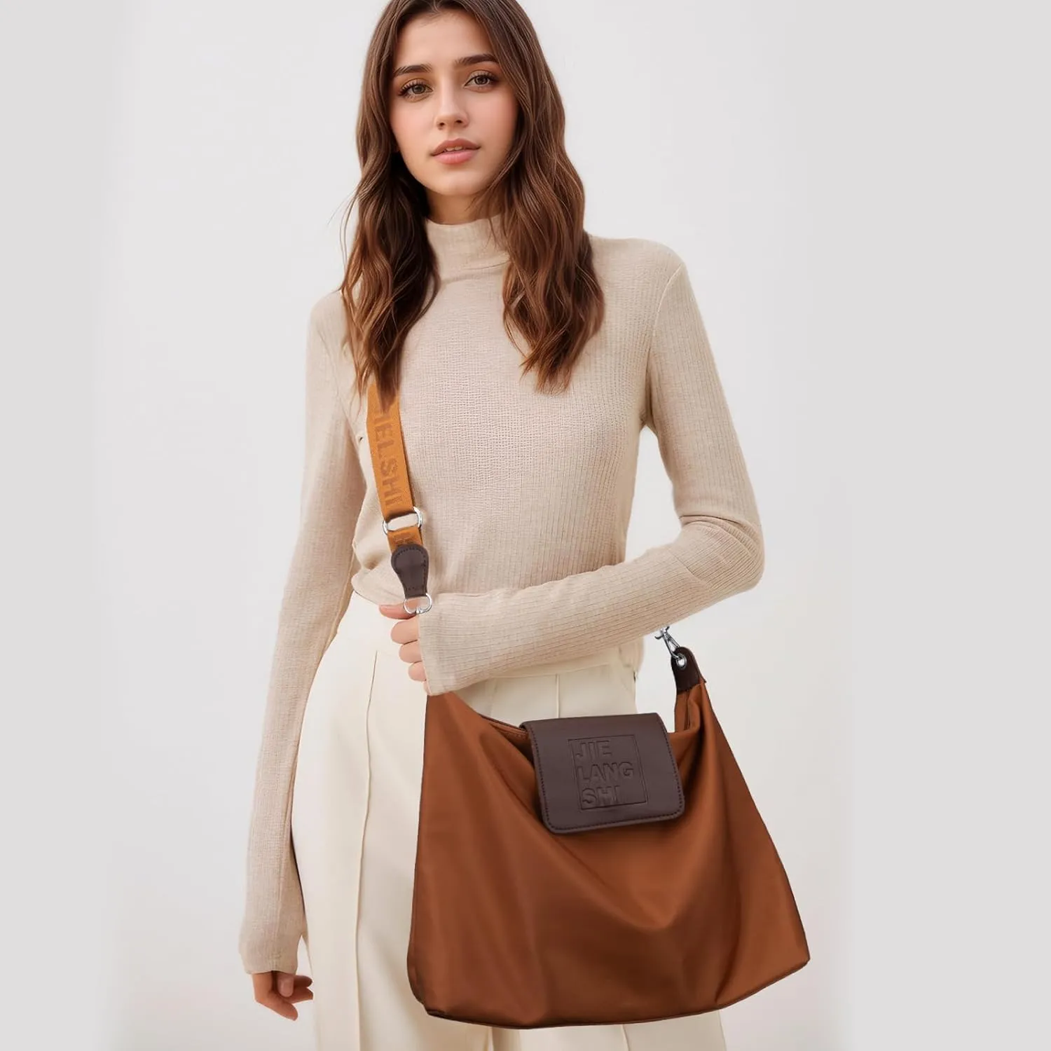 Large Crossbody Bag for Women Fabric Nylon Casual Commuter Bag Trendy Fashion Hobo Shoulder Bag Ladies Travel Handbag
