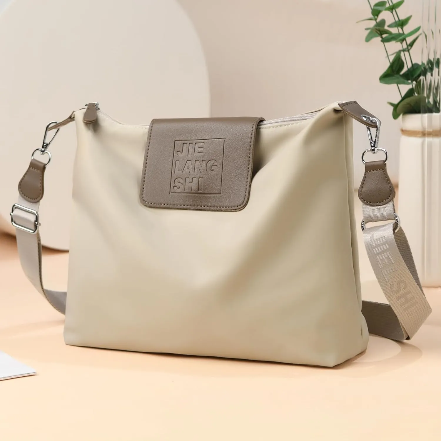 Large Crossbody Bag for Women Fabric Nylon Casual Commuter Bag Trendy Fashion Hobo Shoulder Bag Ladies Travel Handbag