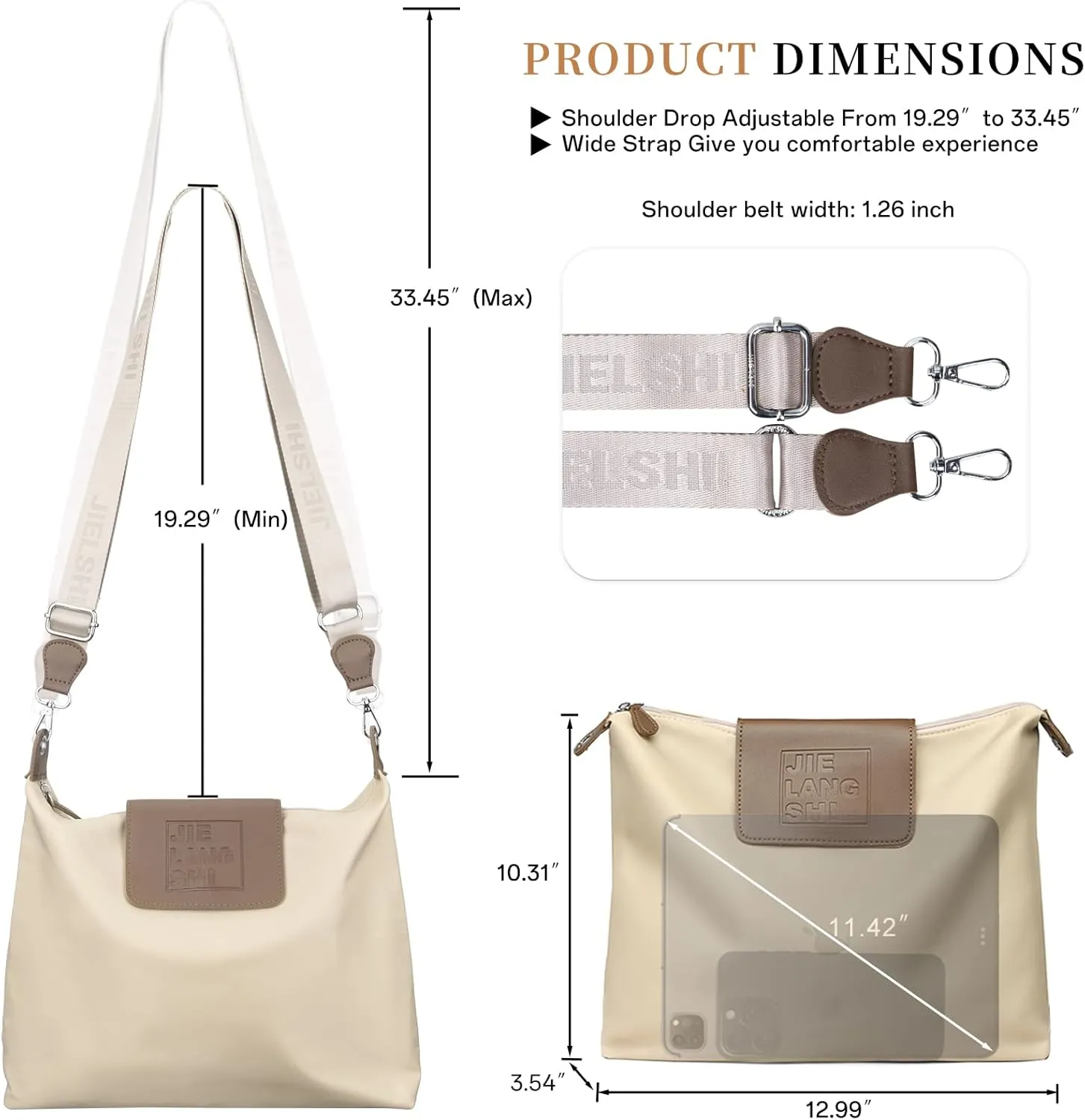 Large Crossbody Bag for Women Fabric Nylon Casual Commuter Bag Trendy Fashion Hobo Shoulder Bag Ladies Travel Handbag