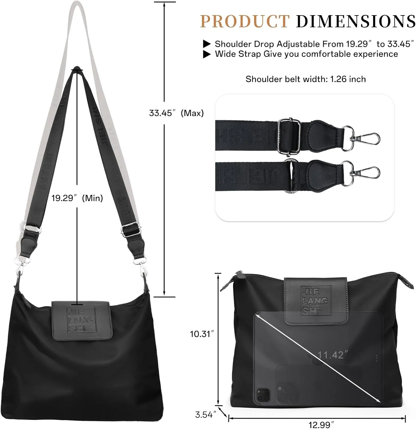 Large Crossbody Bag for Women Fabric Nylon Casual Commuter Bag Trendy Fashion Hobo Shoulder Bag Ladies Travel Handbag