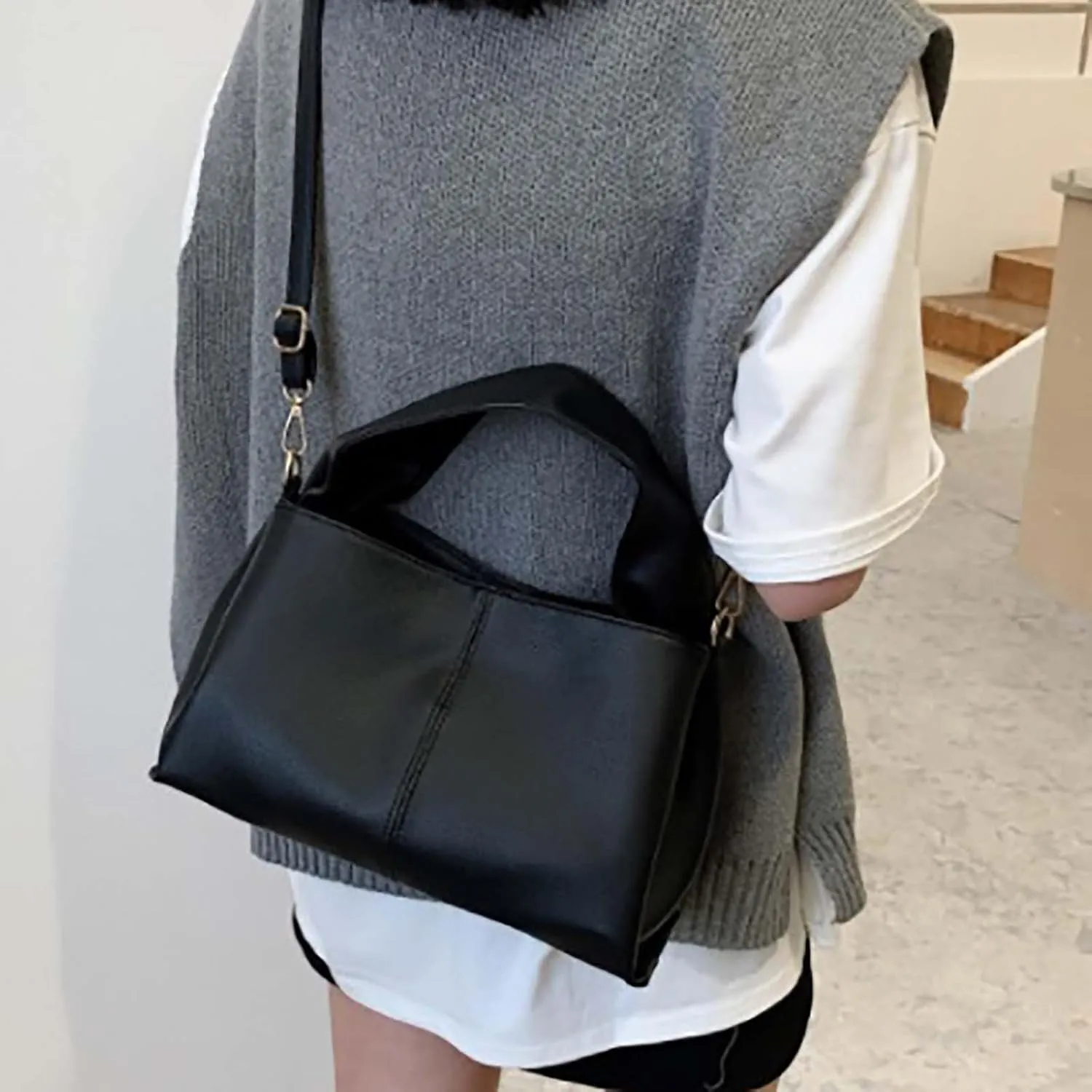 Large Crossbody Bags for Women Faux PU Leather Big Capacity Satchel Bag Daily Work Commute Casual Business Clutch