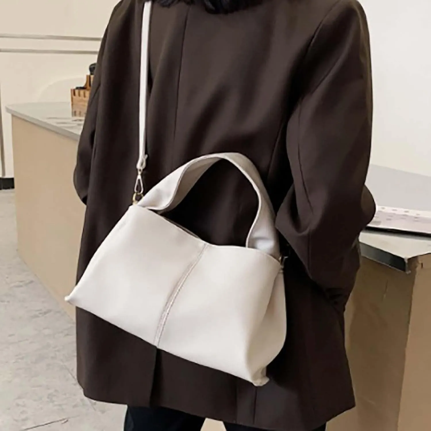 Large Crossbody Bags for Women Faux PU Leather Big Capacity Satchel Bag Daily Work Commute Casual Business Clutch