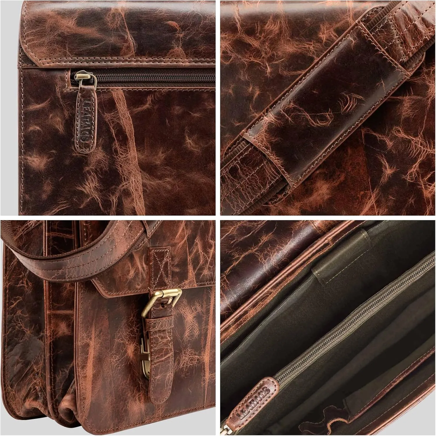 LEABAGS Bohemian, Deconstructed, Minimal, Retro, Utility, Western, Contemporary, Natural Dark Brown
