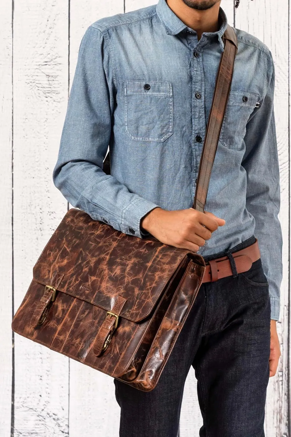 LEABAGS Bohemian, Deconstructed, Minimal, Retro, Utility, Western, Contemporary, Natural Dark Brown