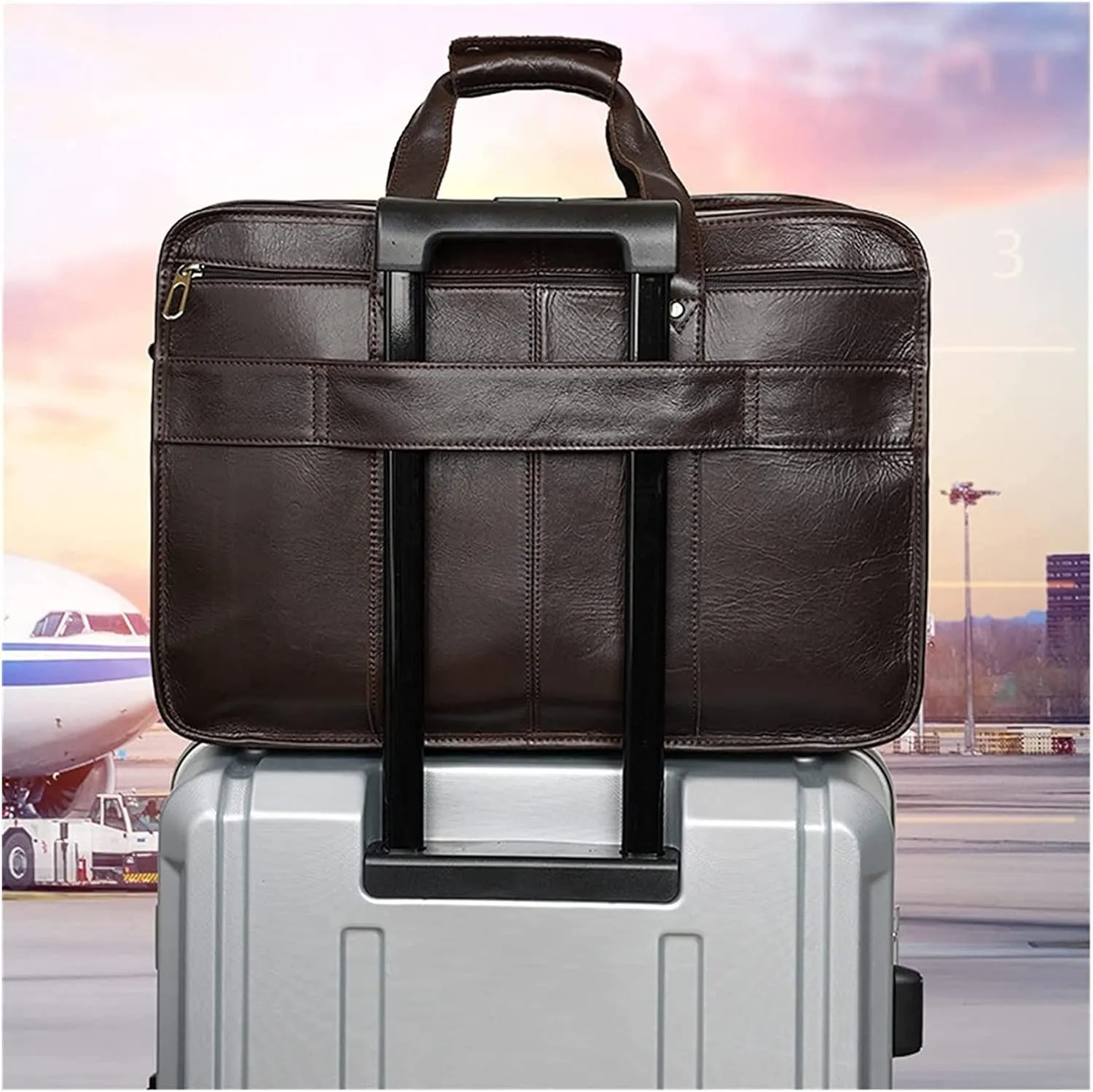 Leather Briefcase for Men 15.6inch Laptop Bag Office Messenger Bag Business Travel Computer Shoulder Handbag