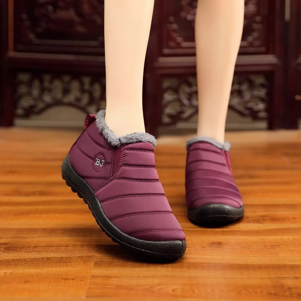 Leather Winter Boots for Women Waterproof Snow Women's Duck Boots Waterproof Black Comfy Cute Winter Boots for Women Womens Waterproof Boots Wide Width Botas TRmicas Para Mujer Antileslisante