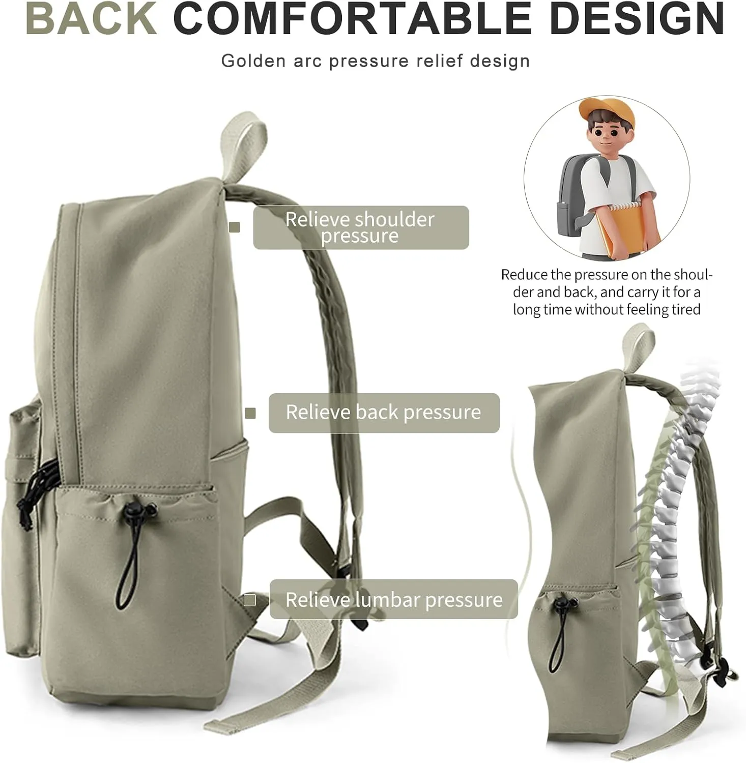 Lightweight Basic Backpack For High School,College Bookbag For Womens,Travel Laptop Backpacks For Teen Girls,School Bag Casual Daypack(Green)