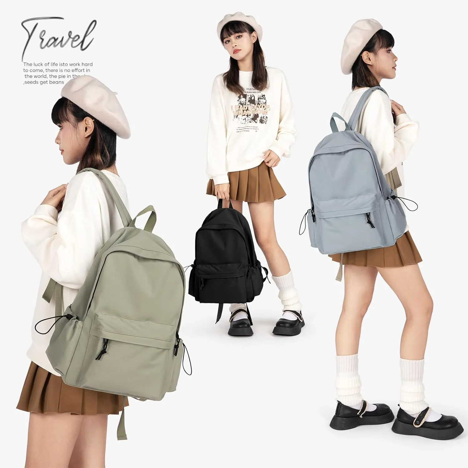 Lightweight Basic Backpack For High School,College Bookbag For Womens,Travel Laptop Backpacks For Teen Girls,School Bag Casual Daypack(Green)