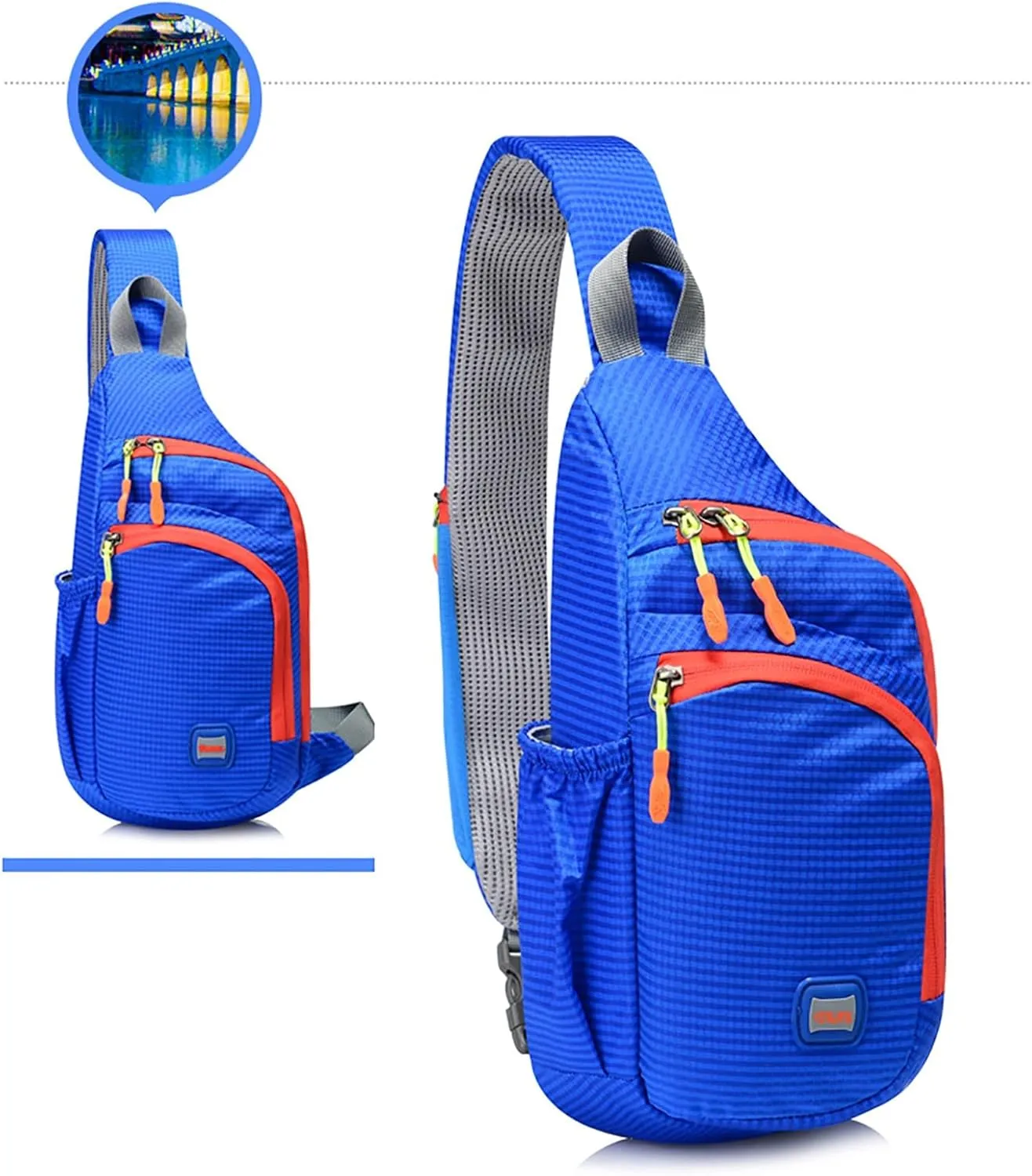 Lightweight Packable Backpack Nylon Fanny Pack Trendy Zipper Sling Bag With Side Pocket For Outdoor Sports