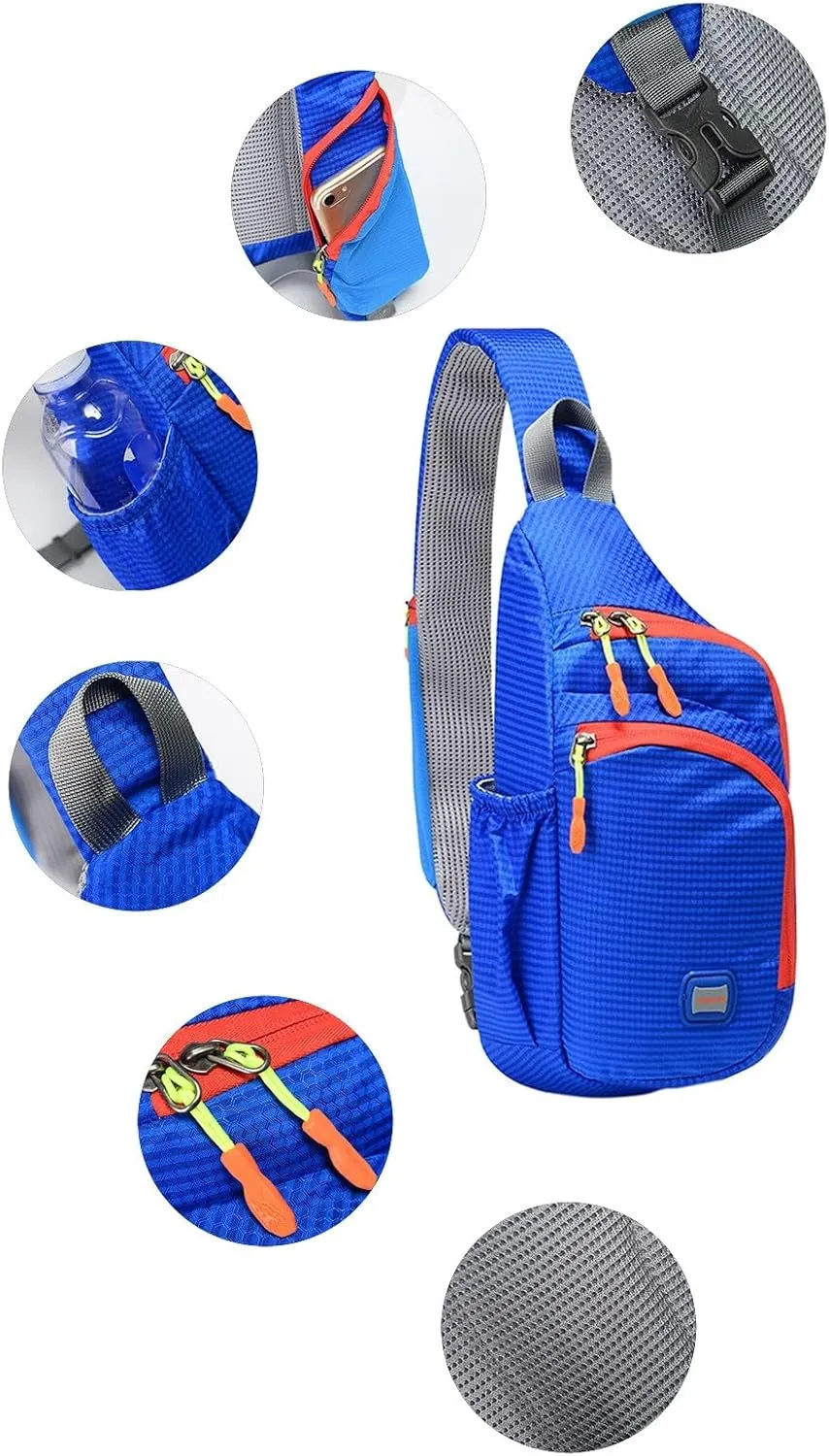 Lightweight Packable Backpack Nylon Fanny Pack Trendy Zipper Sling Bag With Side Pocket For Outdoor Sports
