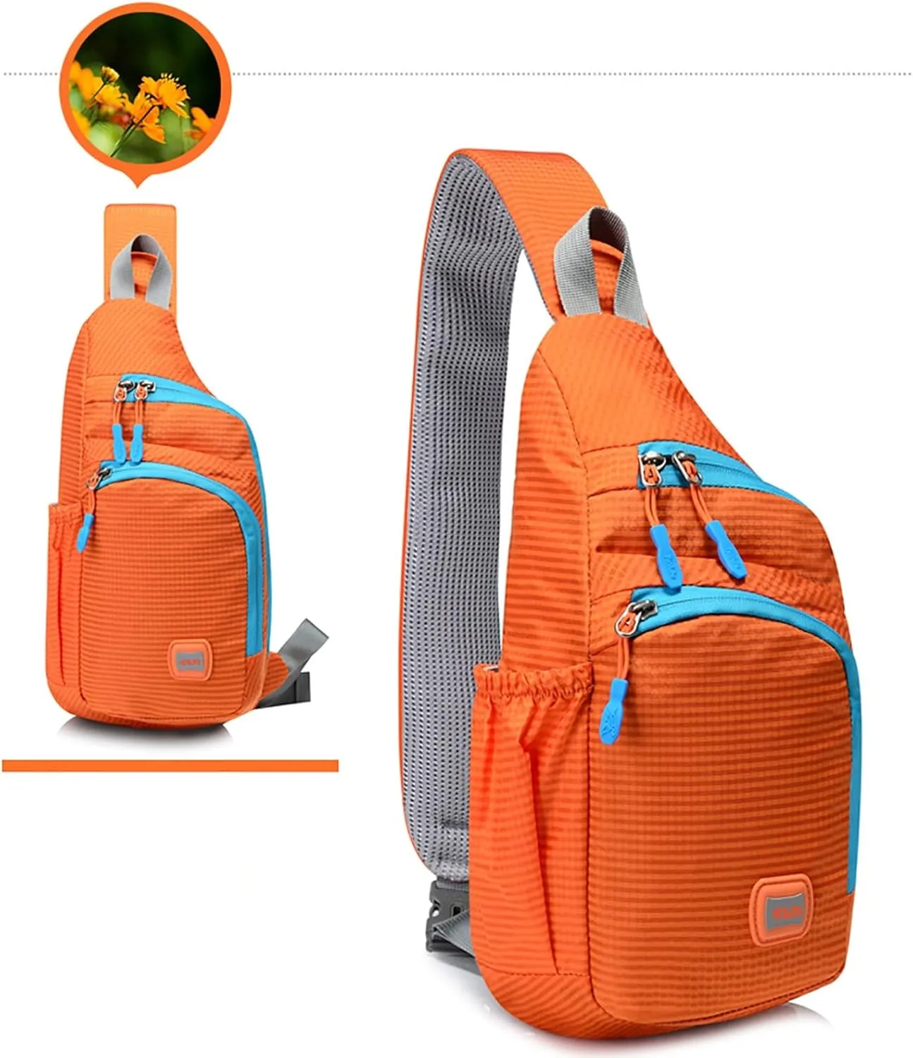 Lightweight Packable Backpack Nylon Fanny Pack Trendy Zipper Sling Bag With Side Pocket For Outdoor Sports