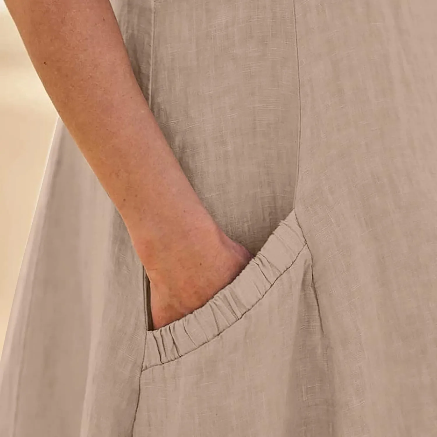 Linen Dresses for Women 2025 Summer Casual Sleeveless Elegant Loose Dresses Plus Size Long Dress with Pockets