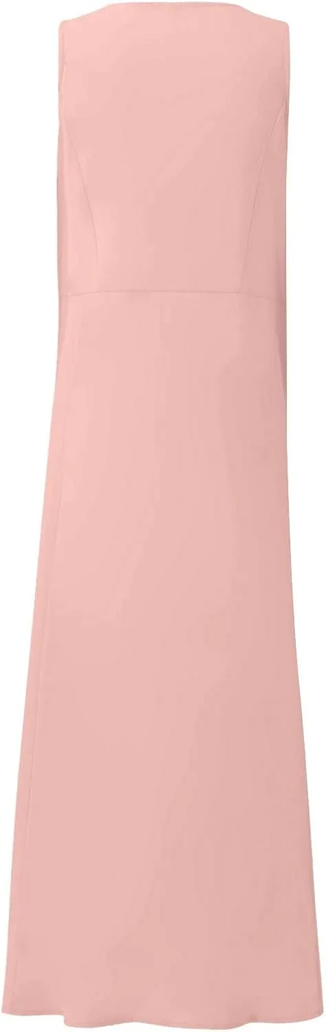 Linen Dresses for Women 2025 Summer Casual Sleeveless Elegant Loose Dresses Plus Size Long Dress with Pockets