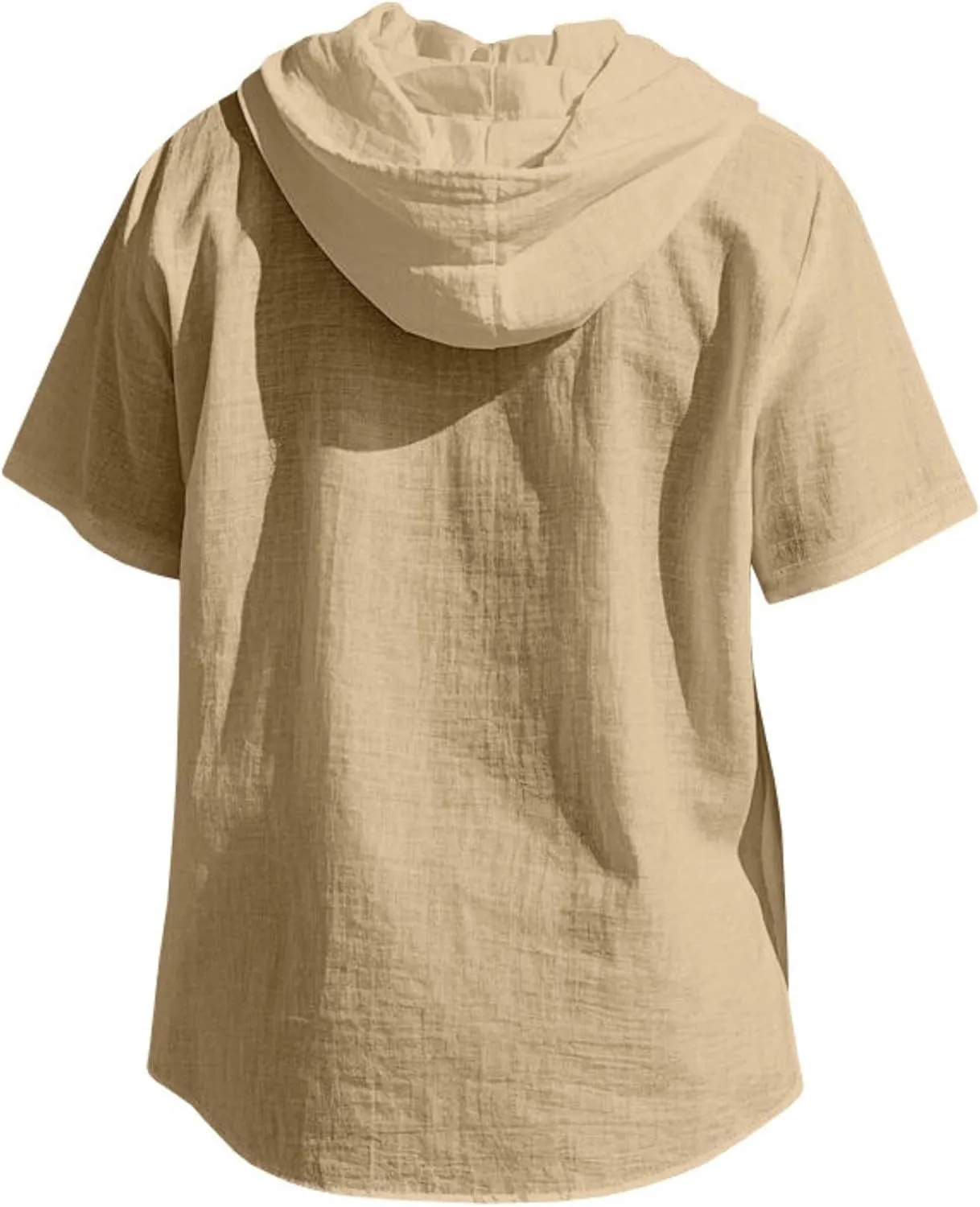 Linen Shirts for Men Button Down Short Sleeve Shirts Western Hooded Sun Shirts Lighweight Casual Loose Beach Top