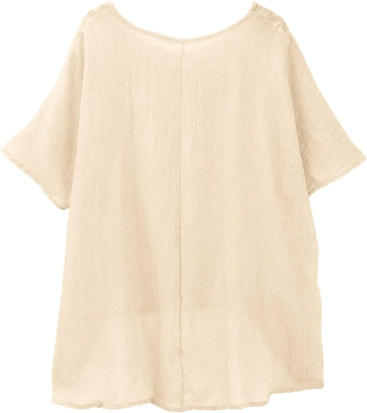 Linen Shirts for Women Summer 2025 Trendy Plus Size Crewneck Short Sleeve Cute Tops Casual Loose Fit Comfy Blouses