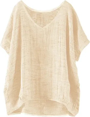 Linen Shirts for Women Summer 2025 Trendy Plus Size Crewneck Short Sleeve Cute Tops Casual Loose Fit Comfy Blouses