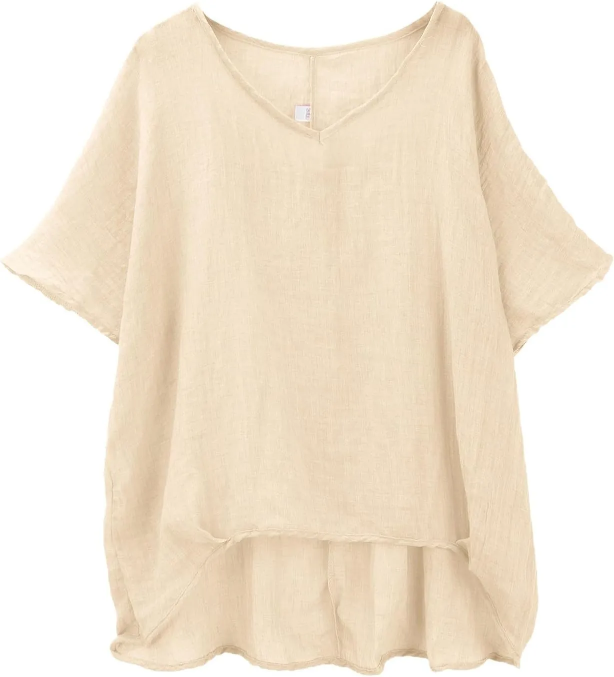Linen Shirts for Women Summer 2025 Trendy Plus Size Crewneck Short Sleeve Cute Tops Casual Loose Fit Comfy Blouses