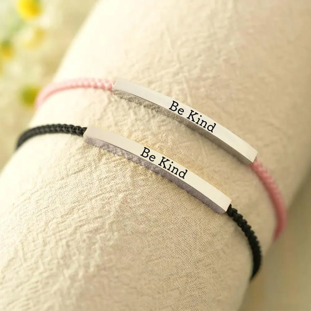 LIU JUN Be Kind Of A Badass Motivational Tube Bracelet For Women, Adjustable Hand Braided Wrap Stainless Steel Inspirational Gifts Jewelry