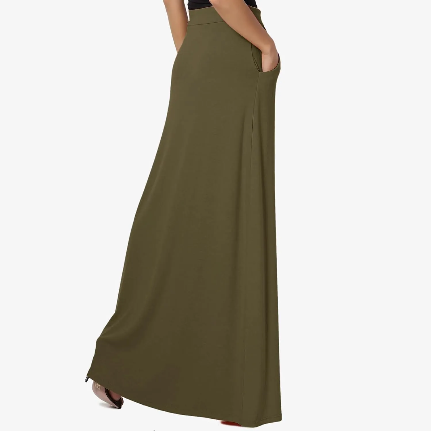 Long Maxi Skirt for Women Spring and Autumn City Leisure Skirt Ladies Solid Color Drawstring Women Flowy Casual