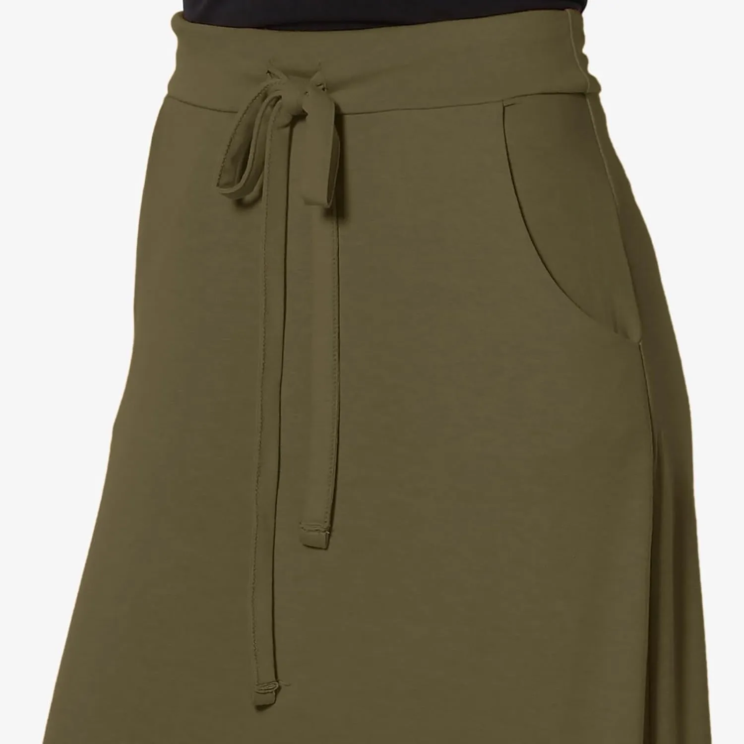 Long Maxi Skirt for Women Spring and Autumn City Leisure Skirt Ladies Solid Color Drawstring Women Flowy Casual