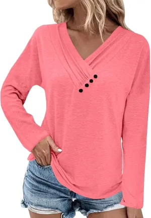 Long Sleeve Shirts for Women Womens Blouses Casual Fall Hippie Shirts Cute Tops Floral Tunics Tops Crew Neck Shirts