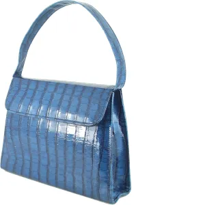 LONI Clutch Handbag Purse for Women | Shoulder & Top-Handle Grab Handbag | Teal Patent Snakeskin Crocodile PU Leather Wedding Prom Evening