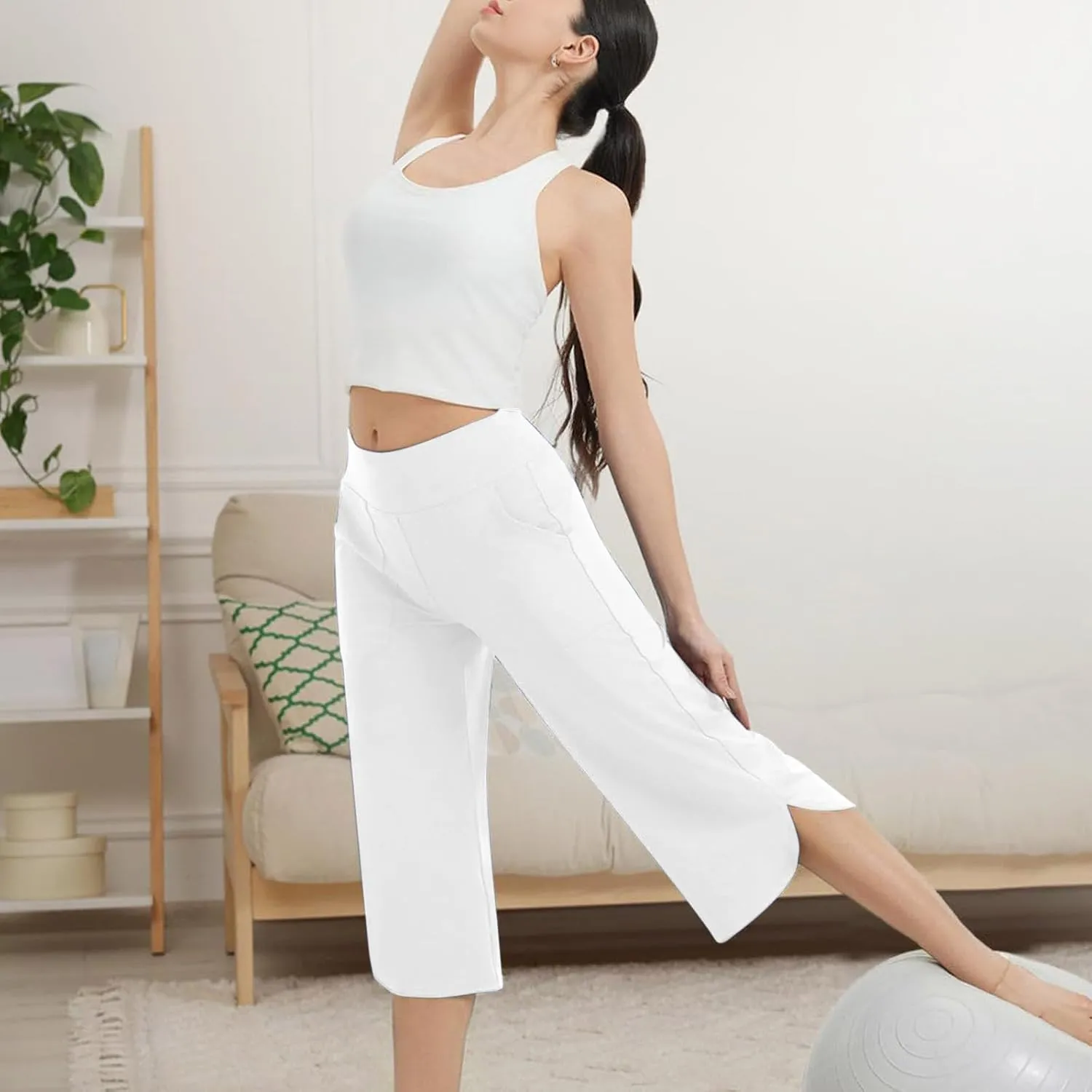 Loose Fit Pants for Women Summer Fall Workout Athletic Yoga High Cut Straight Leg Basic Long Leg Pants Women 2025