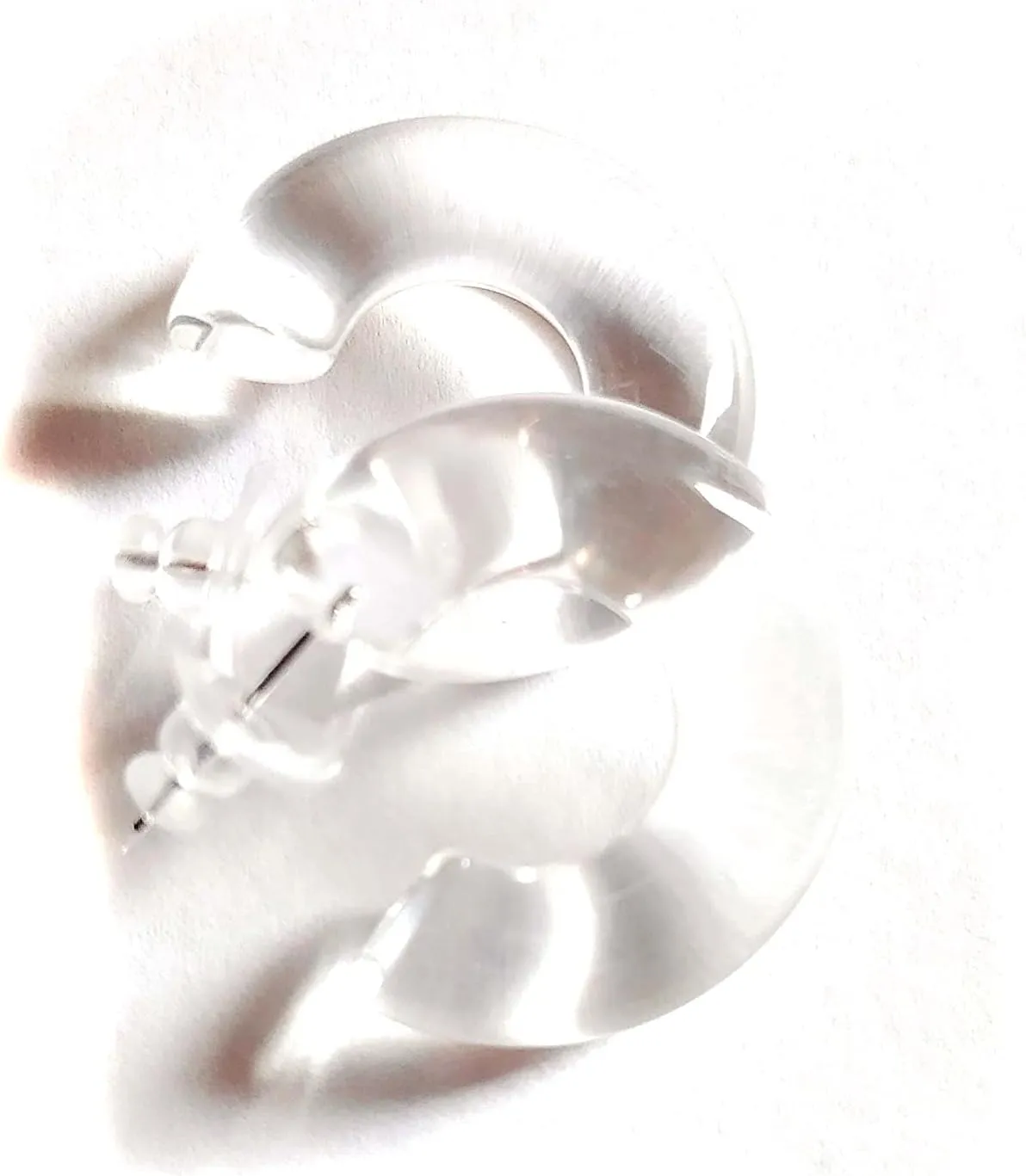 Lucite Earrings Clear Thick Hoop Earrings 1 inch Hoops Vintage Hoops