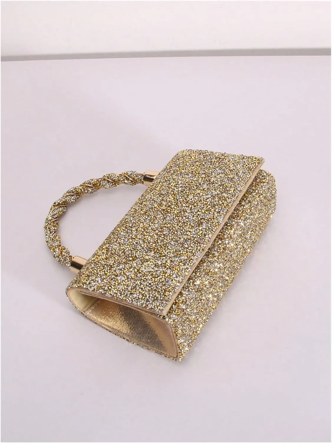 MakeMeChic Women's Evening Bags Glitter Top Handle Single Strap Clutch Handbag Mini Shoulder Bags
